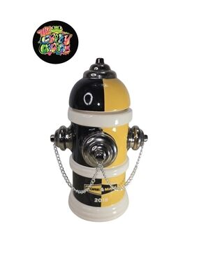 Core & Main 2019 Black Yellow Ceramic Fire Hydrant Cookie Jar  12" H